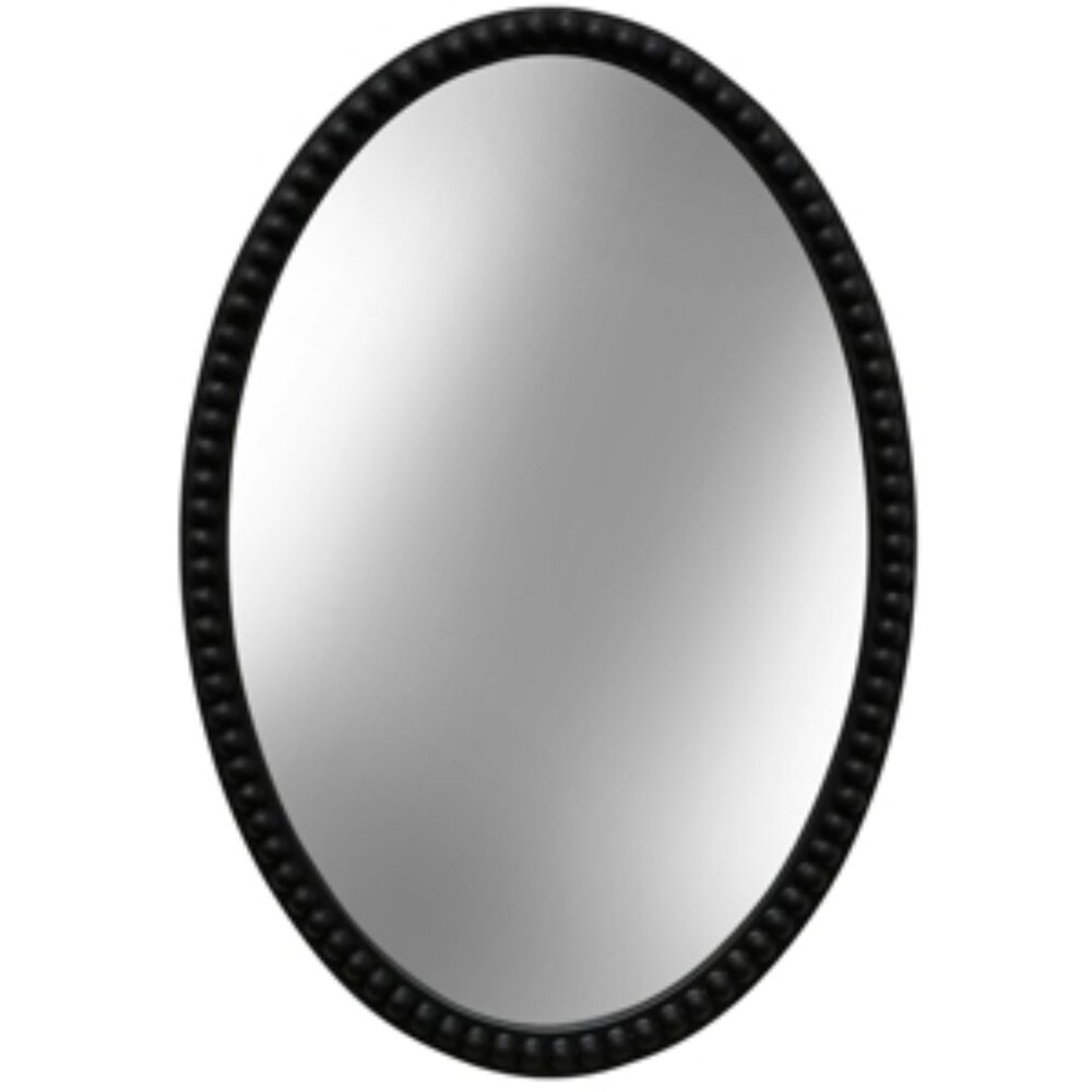 StyleCraft Black Oval Wooden Beaded Mirror - Black